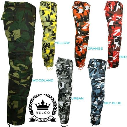 Relco Mens Womens Army Combat Cargo Camouflage Camo Military Work Trousers Pants